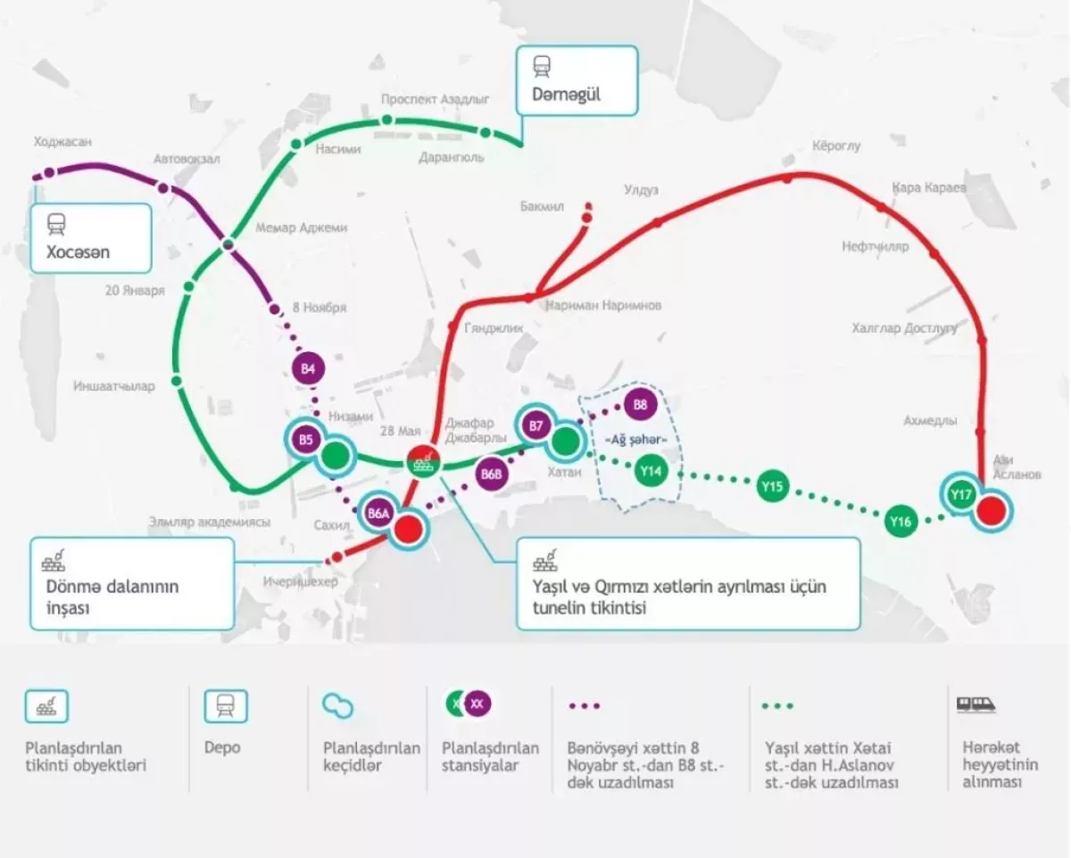 Bakı metrosunun 10 yeni stansiyası harada yerləşəcək? - XƏRİTƏ
