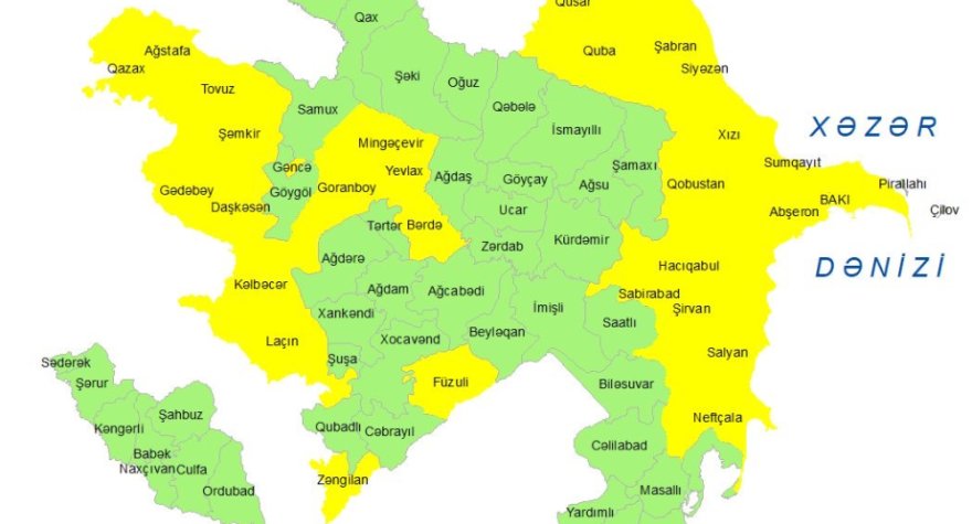 30 şəhər və rayonla bağlı XƏBƏRDARLIQ - SİYAHI