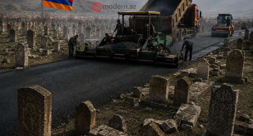12 qəbiristanlığımızın üzərindən asfalt yol çəkilib