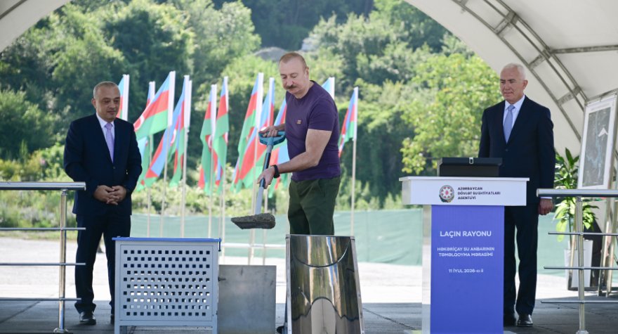 Prezident&nbsp;&ldquo;Həkəriçay&rdquo; su anbarının təməlini qoydu