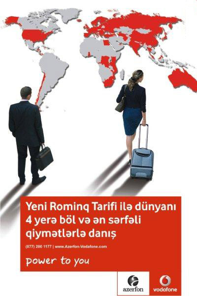 Azerfon-Vodafone rouminq qiymətlərində 50% endirim elan edir! ®