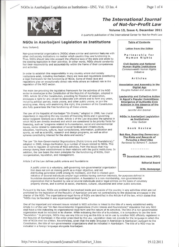 Azərbaycan deputatının məqaləsi ABŞ-ın nüfuzlu jurnalında dərc olunub 