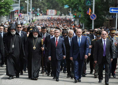 Robert Köçəryan və Serj Sərkisyan Xankəndinə gəlib