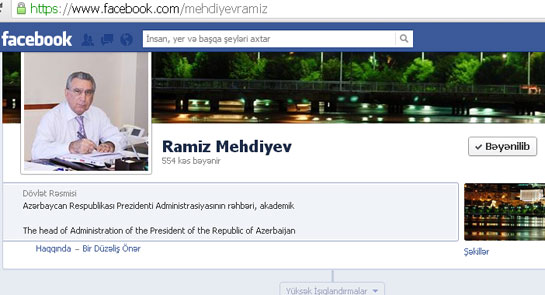Ramiz Mehdiyev Facebook-a gəldi