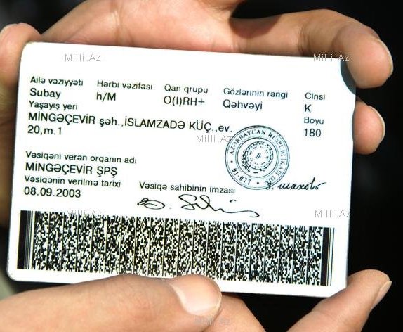 Azərbaycanda şəxsiyyət vəsiqəsinin verilməsinə görə rüsum dəyişdi
