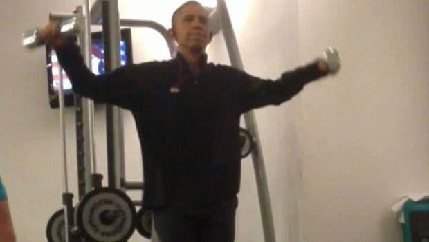 Obama idman edərkən görüntüləndi - VİDEO