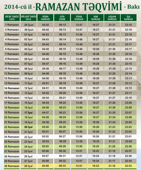 QMİ Ramazan ayının təqvimini AÇIQLADI