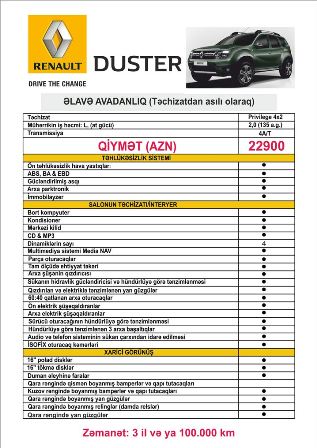 Renault Duster əsl yolsuzluq avtomibili