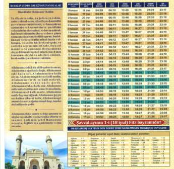 Ramazan ayının TƏQVİMİ 