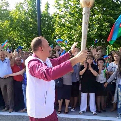 Bakıda Avropa Oyunlarının məşəlini İlham Əliyev qəbul etdi - FOTOLAR