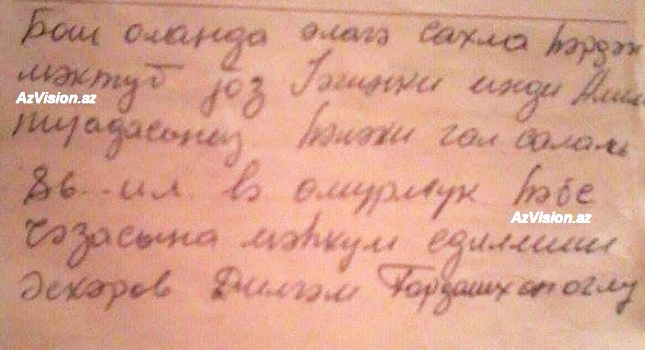 Azərbaycanlı girovun həbsdən yazdığı məktub- Foto