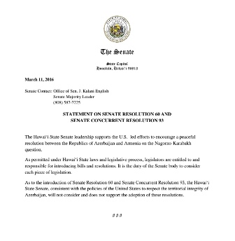 Bu ştatın senatı erməni lobbisinin qətnaməsini rədd etdi 