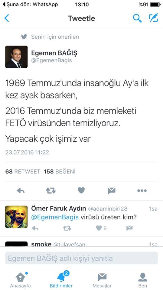 Keçmiş türkiyəli nazirin "twitter"də yazdığı şərh böyük maraq yaratdı - FOTO