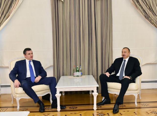 İlham Əliyev Rusiya Dumasının komitə sədrini qəbul edib