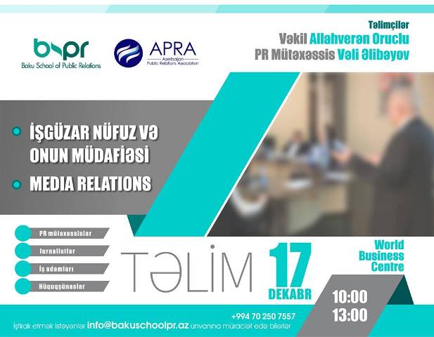 “İşgüzar nüfuz və onun müdafiəsi” mövzusunda təlim keçiriləcək