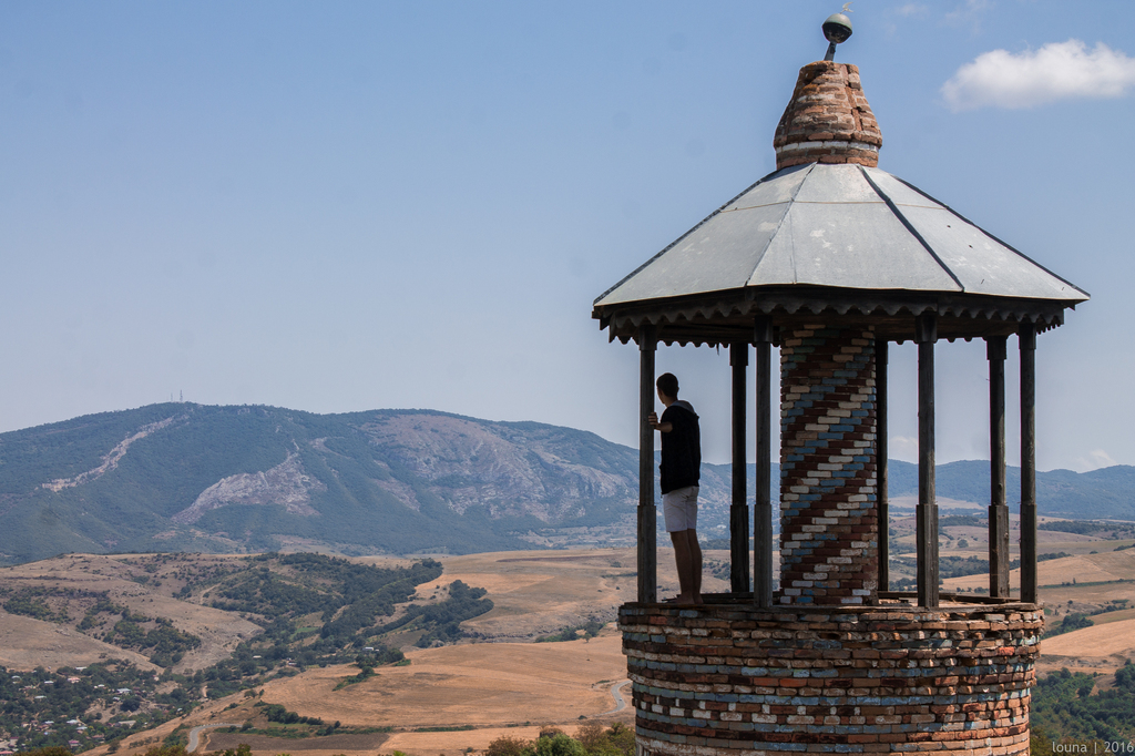 Ukraynalı səyyah Şuşa Məscidinin minarəsində - FOTOLAR