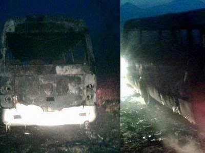 Ermənistandan Qarabağa əsgər aparan avtobus YANDI