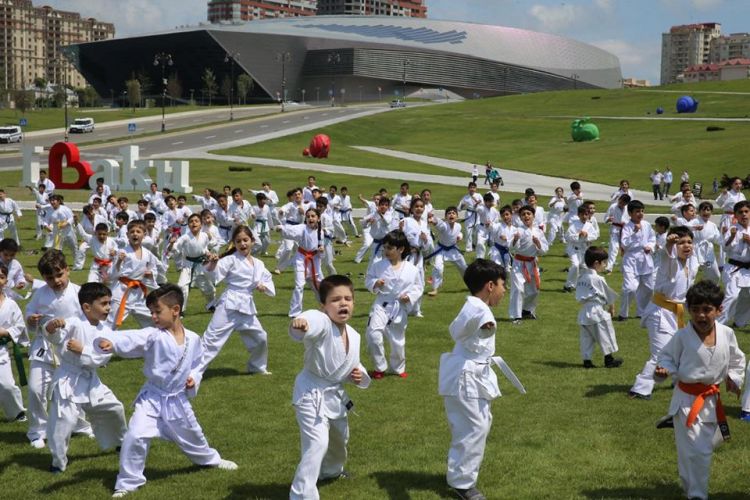 Heydər Əliyev Mərkəzinin parkında karate dərsi keçirilib