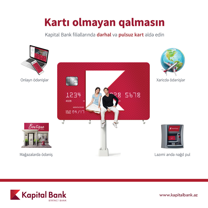 Kapital Bank müştərilərə pulsuz kartlar təklif edir