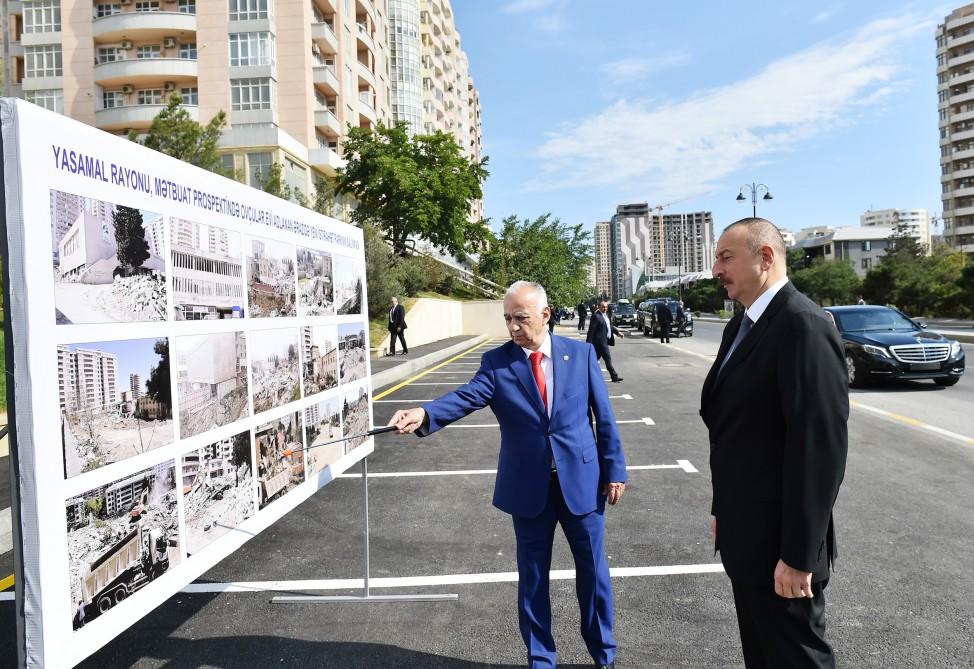 Prezident Yasamalda yeni salınan parkda yaradılan şəraitlə tanış olub -  FOTOLAR