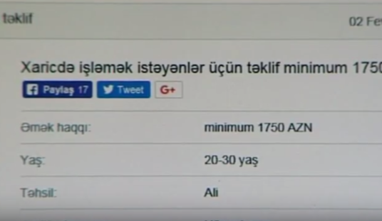 Şirin vədlər verən xaricdə iş elanları - Video