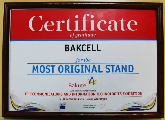   Bakcell-in stendi “BakuTel-2017” sərgisinin ən orijinalı seçildi