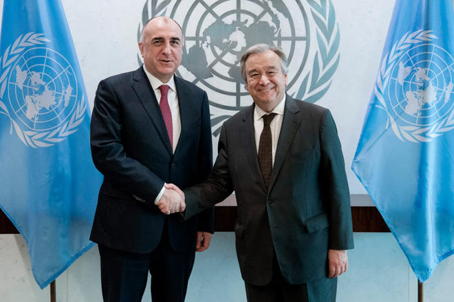 Elmar Məmmədyarov BMT baş katibi ilə G&Ouml;R&Uuml;ŞD&Uuml;