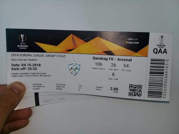 “Qarabağ” – “Arsenal” oyununa 20 min bilet satılıb