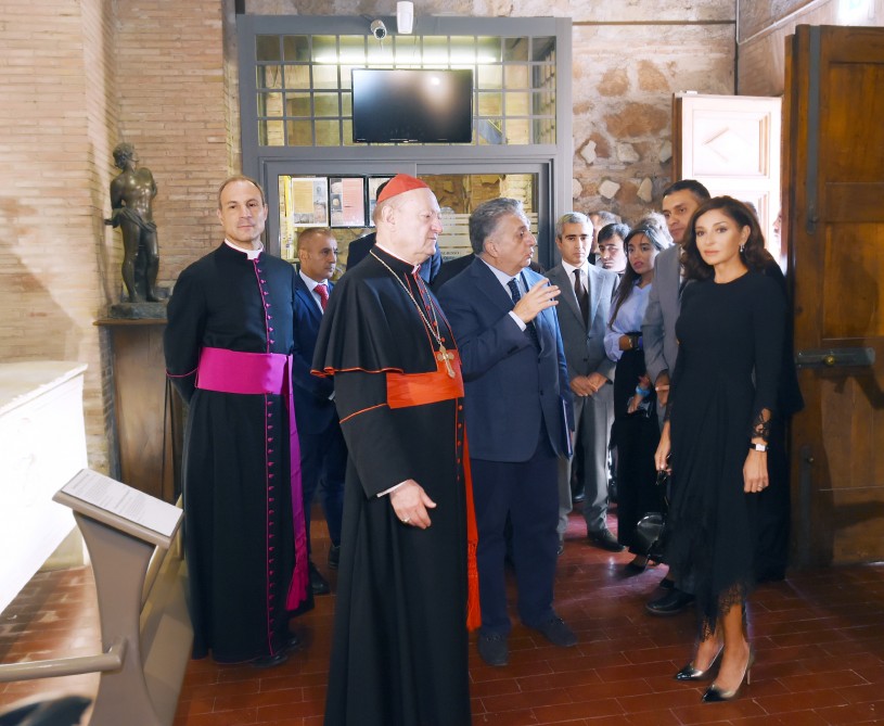 Mehriban Əliyeva Vatikanda Müqəddəs Sebastian katakombalarının açılışında - FOTO