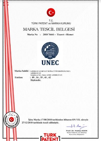 UNEC brendi Türkiyədə də dövlət qeydiyyatına alındı