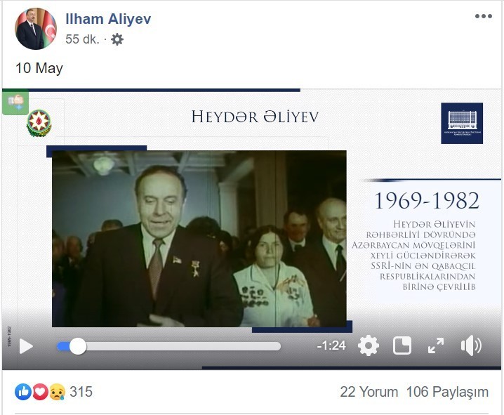 Prezident Heydər Əliyevlə bağlı videoçarx paylaşdı