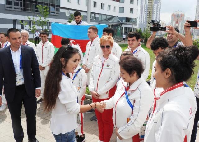 Leyla Əliyeva İkinci Avropa Oyunlarına qatılan azərbaycanlı idmançılarla - FOTOLAR