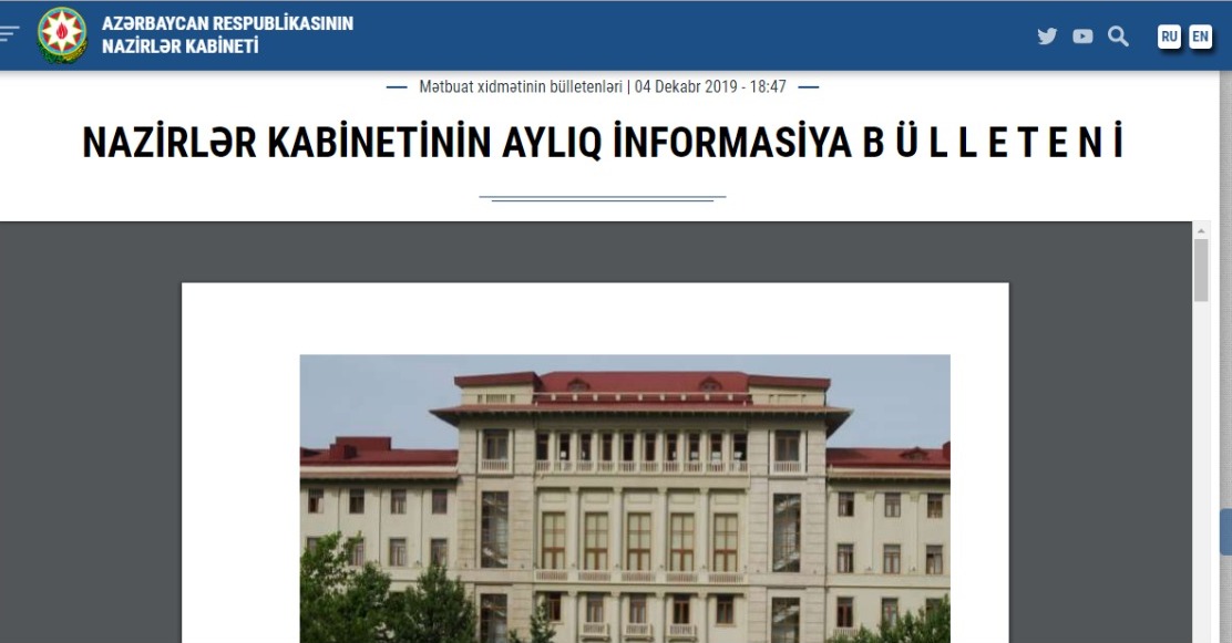 Nazirlər Kabinetinin saytında yenilik - FOTO