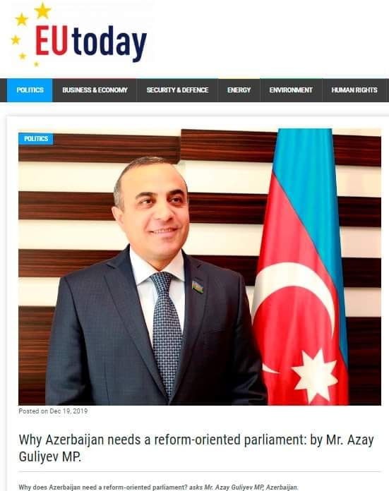 Azay Quliyevin məqaləsi Avropanın tanınmış 2 dərgisində çap olunub