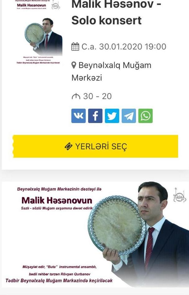 Muğam ifaçısı Malik Həsənov solo konsert verəcək