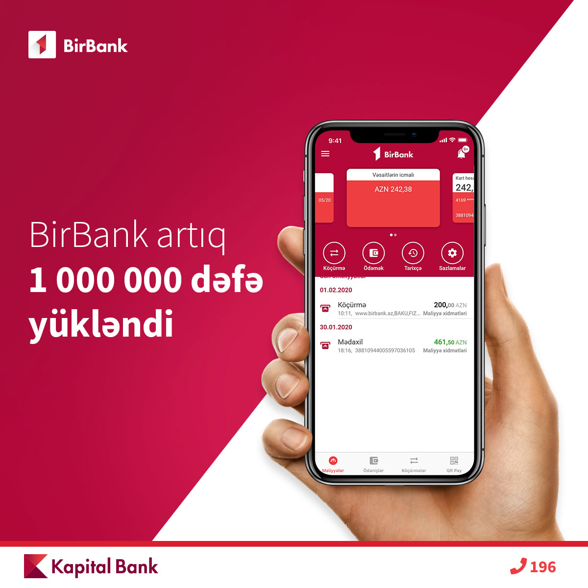 BirBank istifadəçilərinin sayı bir milyonu keçdi