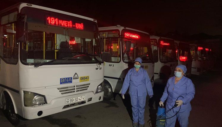 Bakıətrafı qəsəbə və rayonlar üzrə hərəkət edən sərnişin avtobuslar dezinfeksiya edildi