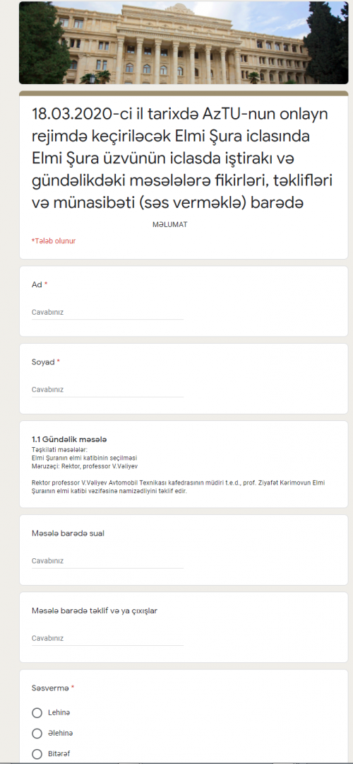 Universitetin Elmi Şurasının iclası onlayn keçirildi