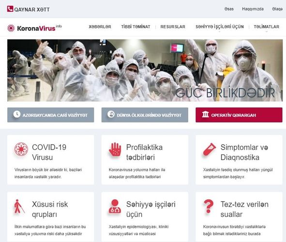 Koronavirusinfo.az informasiya portalı istifadəyə verildi
