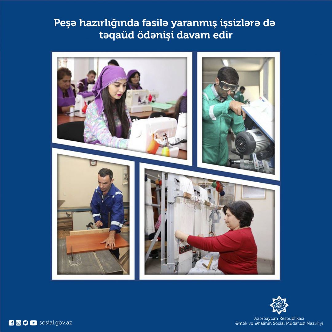Peşə hazırlığında fasilə yaranmış işsizlərə təqaüd ödəniləcək