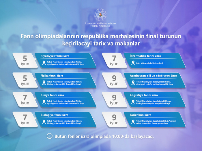 Fənn olimpiadalarının finalı bu tarixdə keçiriləcək  