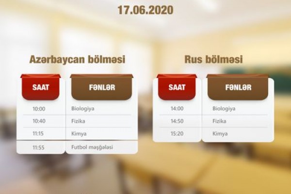 “Abituriyentlər üçün dərs vaxtı”nın sabaha olan cədvəli