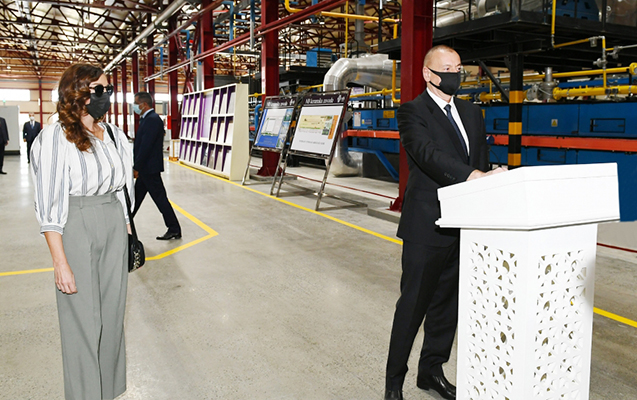 Prezident Gəncədə zavodun açılışında - FOTOLAR