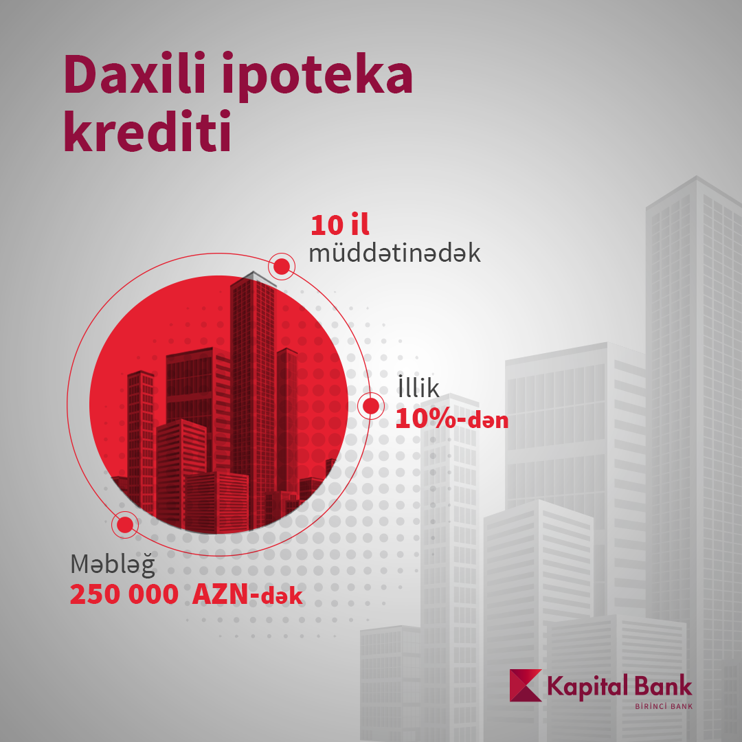 Kapital Bank sərfəli şərtlərə daxili ipoteka krediti təklif edir