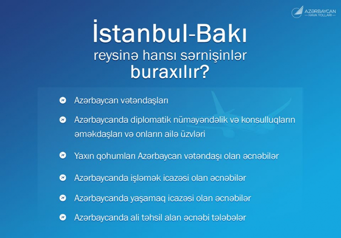 İstanbul-Bakı aviareysinə kimlər buraxılacaq? - AZAL-dan AÇIQLAMA