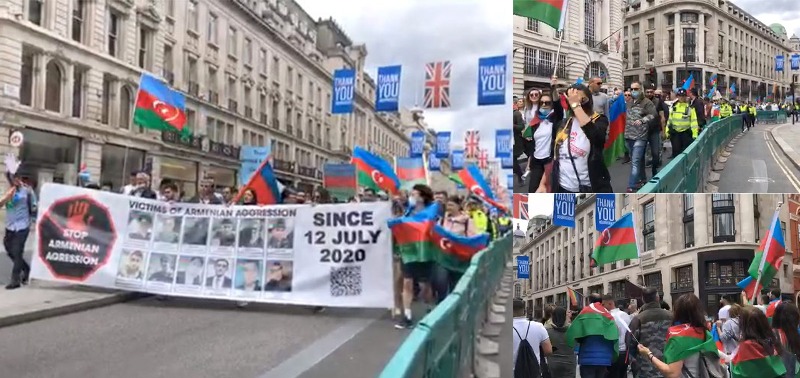 Azərbaycanlılar Britaniya parlamenti qarşısında izdihamlı aksiya keçirdi