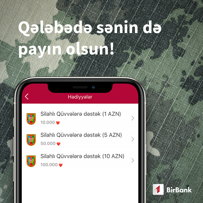 “Ürəklər”inizlə Silahlı Qüvvələrə dəstək olun!