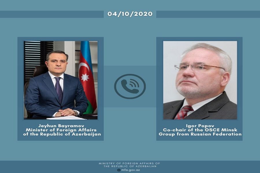 Ceyhun Bayramov Minsk Qrupunun rusiyalı həmsədri ilə telefonla danışdı