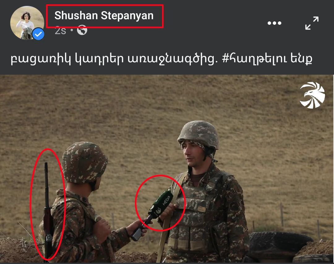 Ermənistan jurnalistləri də silahlandırıb - FOTO