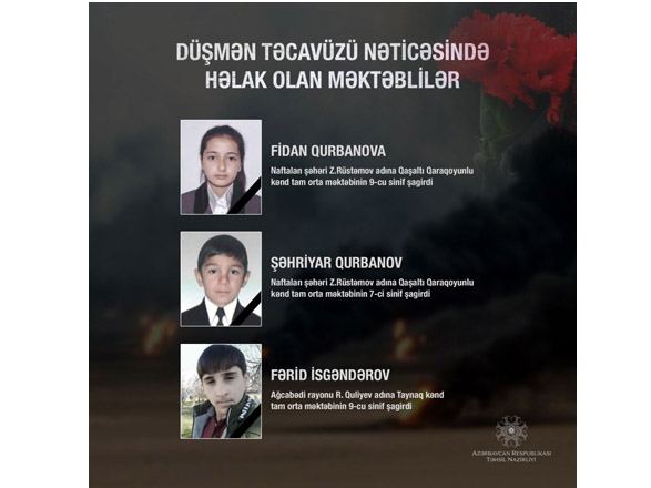 Ermənistanın atəşi nəticəsində həlak olan məktəblilər - FOTO